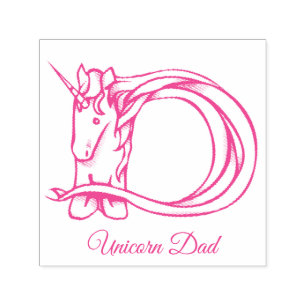 Magical Cute Monogram D Unicorn Dad or Your Text Self-inking Stamp