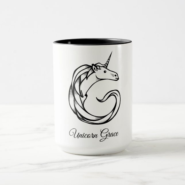 Magical Cute Monogram G Unicorn Grace or Your Text Mug (Center)