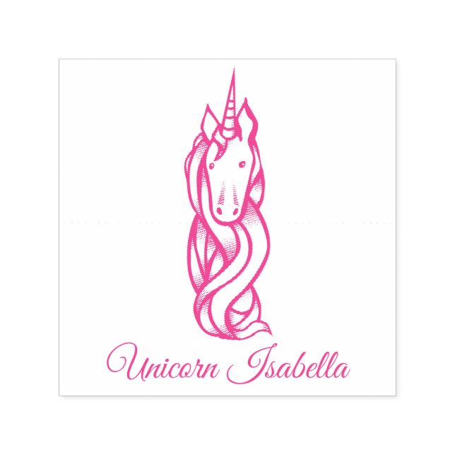 Magical Cute Monogram I Custom Unicorn Isabella Self-inking Stamp (Design)