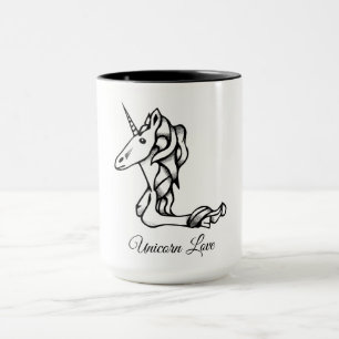 Magical Cute Monogram L Custom Unicorn Love Text Mug