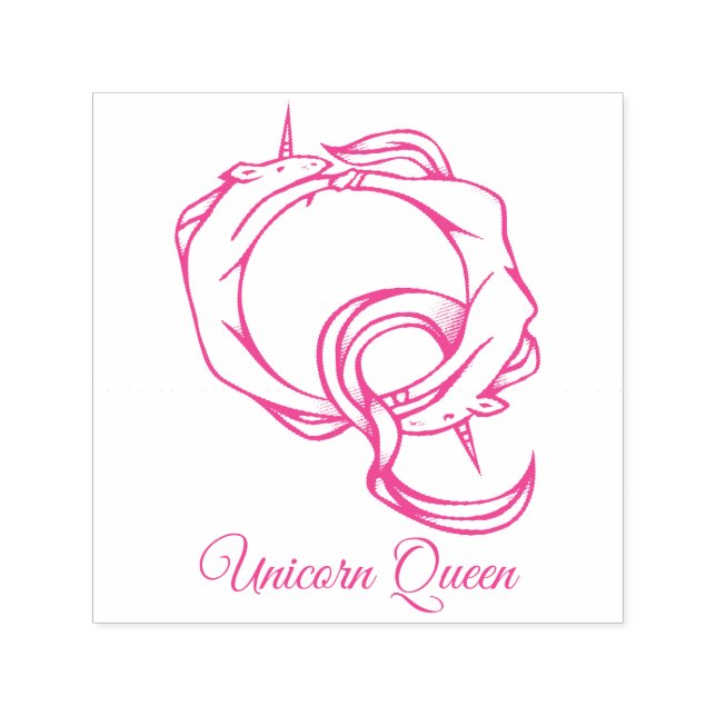 Magical Cute Monogram Q Custom Unicorn Queen Self-inking Stamp (Design)