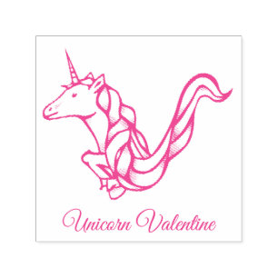 Magical Cute Monogram V Custom Unicorn Valentine Self-inking Stamp