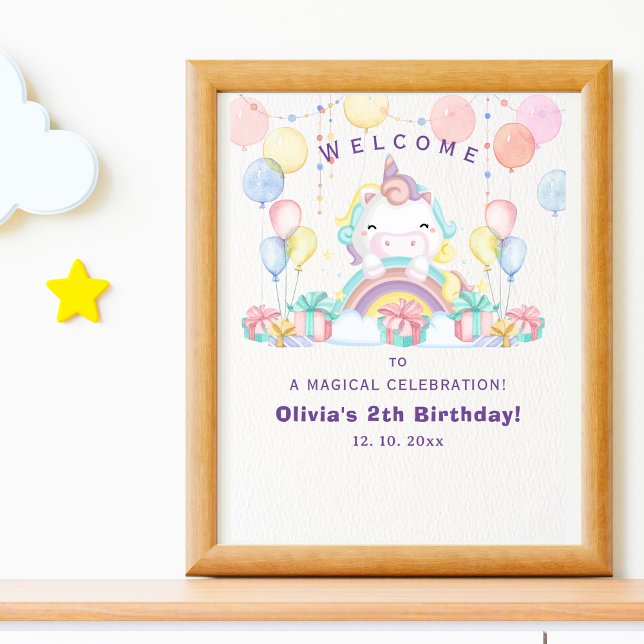 Magical cute unicorn celebration poster (Creator Uploaded)
