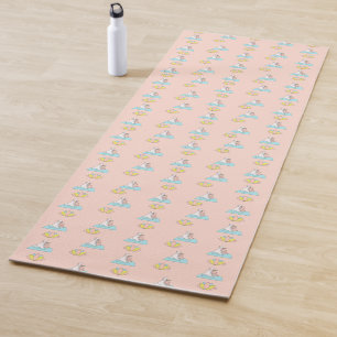 Magical Cute Unicorn Doing Yoga Pattern Pink Mat