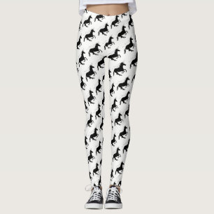 Magical Cute Unicorn Pattern Black and White Funny Leggings