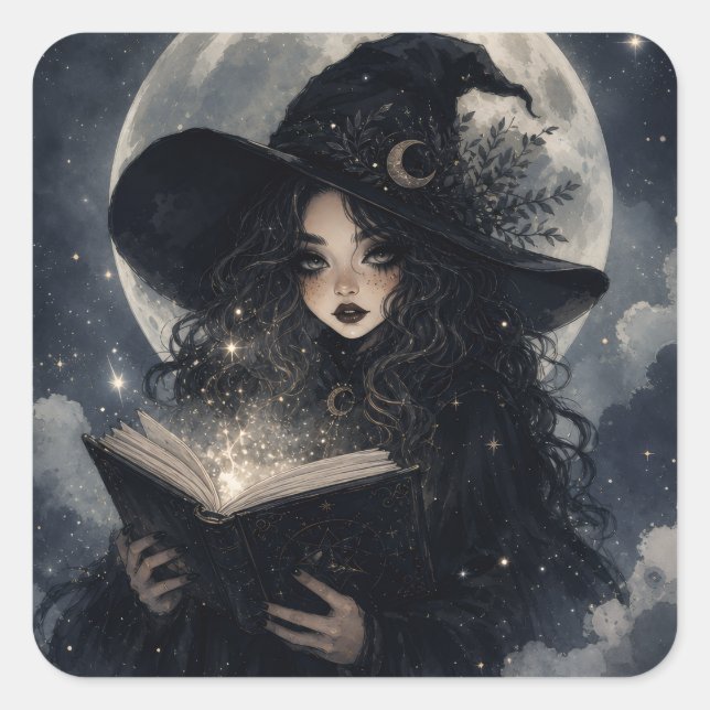 magical dark academia witchy design ||  square sticker (Front)