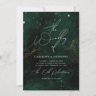 Magical Dark Green Wedding Invitation