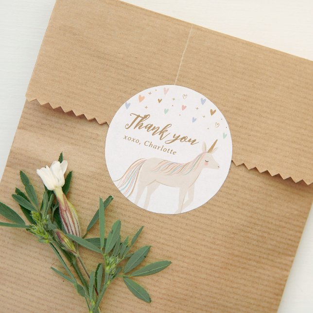 Magical Day Pastel Unicorn Birthday Classic Round Sticker (Creator Uploaded)