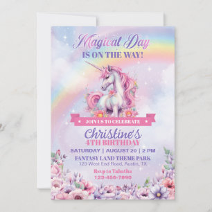 Magical Day Rainbow Unicorn Birthday Party Invitation