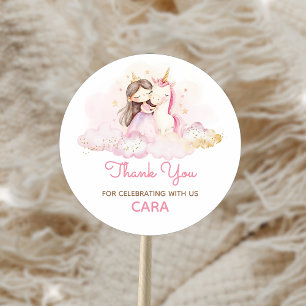 Magical Day Unicorn Birthday Party Classic Round Sticker