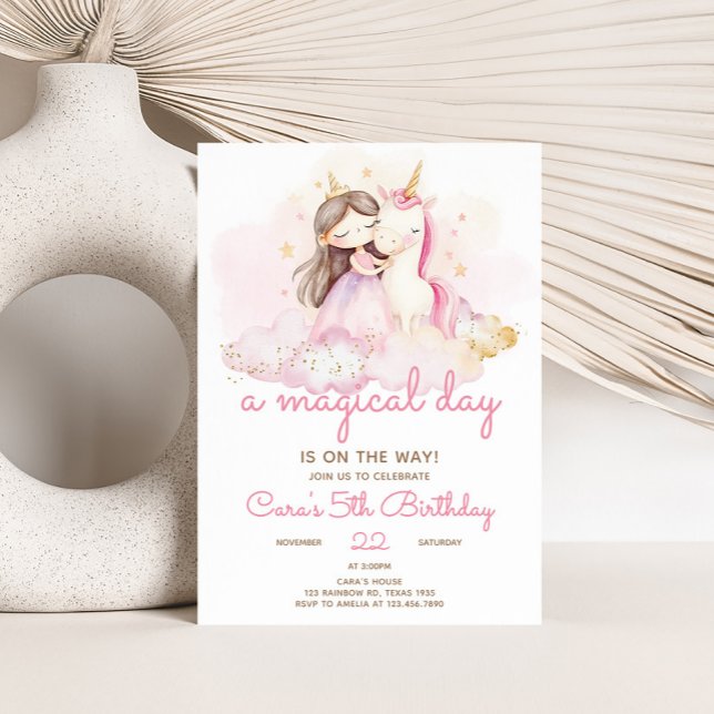Magical Day Unicorn Birthday Party  Invitation (Unicorn Birthday Party Invitation)