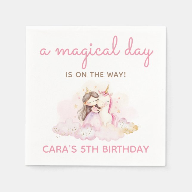 Magical Day Unicorn Birthday Party  Napkin (Front)