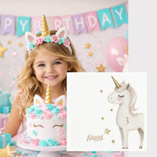 Magical Day Unicorn Girl Birthday Party Cocktail Napkin