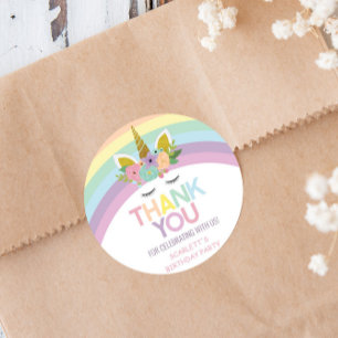 Magical Day Unicorn Rainbows Birthday Party Favour Classic Round Sticker