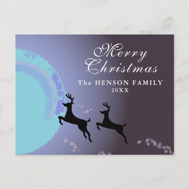Magical Deer Merry Christmas Family Holiday Postcard (Front)