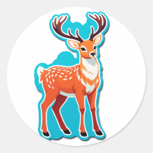 Magical Deer Woodland Classic Round Sticker