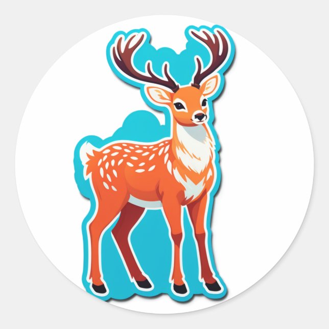 Magical Deer Woodland Classic Round Sticker (Front)