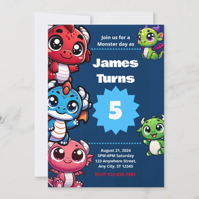 Magical Dragon Birthday Party Invitation (Front)