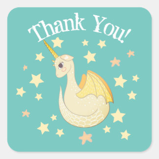 Magical Dragon Friend Personalised Teal Party Square Sticker