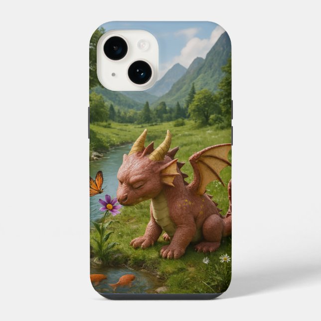 Magical Dragon Garden iPhone 14 Case – Whimsical F (Back)