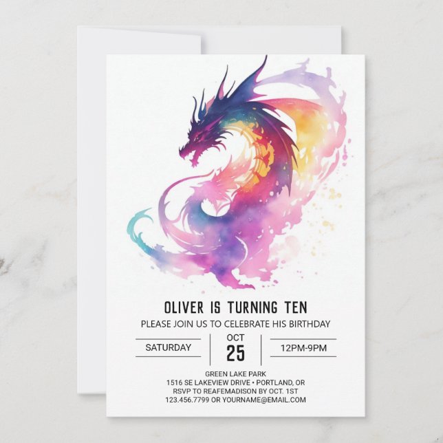 Magical Dragon Tale Birthday Invitation (Front)