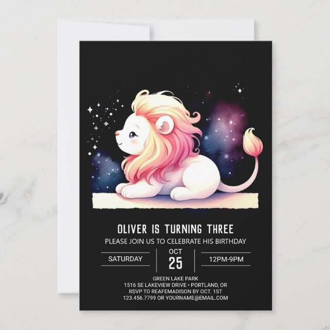 Magical Elegant Lion Birthday  Invitation (Front)