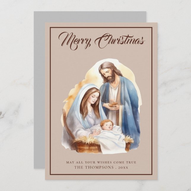 Magical elegant Nativity Star Christmas Holiday Card (Front/Back)