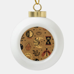 Magical Elements: Enchanting Seamless Pattern Ceramic Ball Christmas Ornament