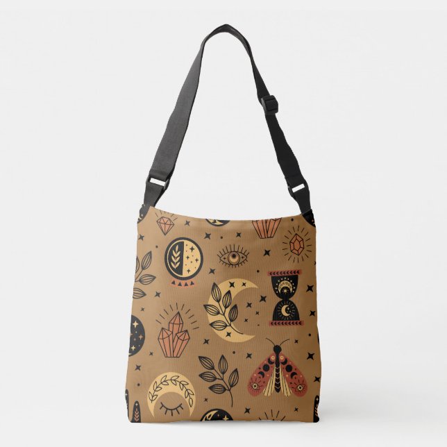Magical Elements: Enchanting Seamless Pattern Crossbody Bag (Front)