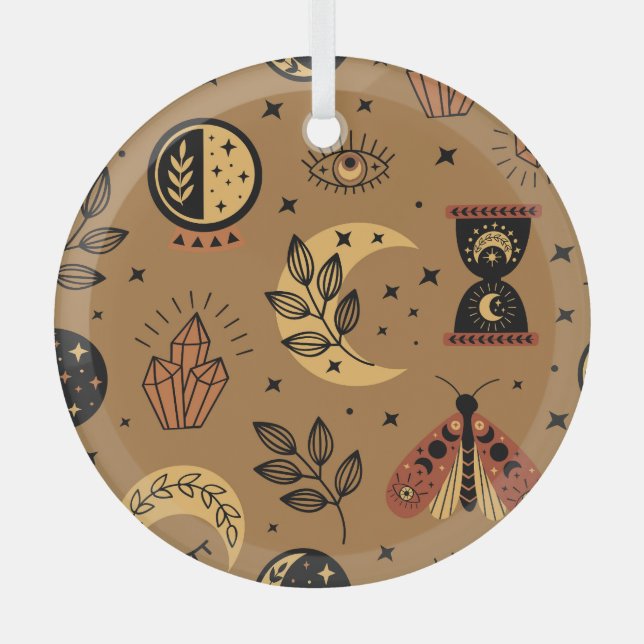 Magical Elements: Enchanting Seamless Pattern Glass Tree Decoration (Front)