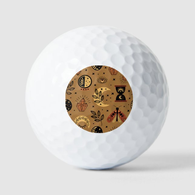 Magical Elements: Enchanting Seamless Pattern Golf Balls (Front)