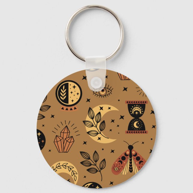 Magical Elements: Enchanting Seamless Pattern Key Ring (Front)