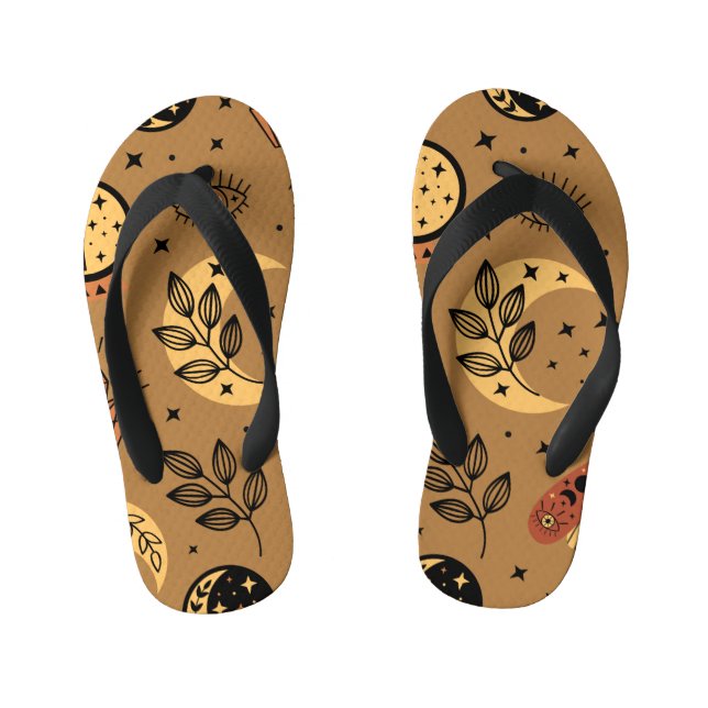 Magical Elements: Enchanting Seamless Pattern Kid's Jandals (Footbed)