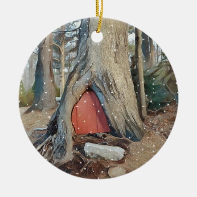 Magical Elf House Ceramic Tree Decoration (Front)