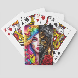 Magical Elven Duality - Day - Night Realms Playing Cards