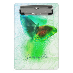 Magical Emerald Green Watercolor Butterfly Script Mini Clipboard