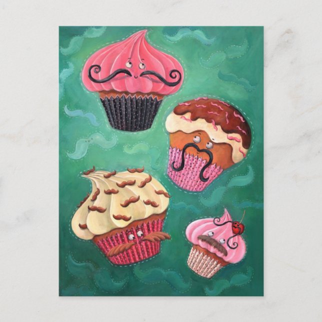 Magical Emporium of Flying Moustached Cupcakes Postcard (Front)