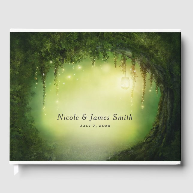 Magical Enchanted Forest Rustic Wedding Custom Guest Book (Front)