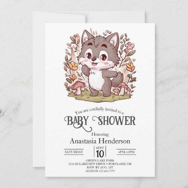 Magical Enchanted Wolf Baby Shower Digital Invitation (Front)