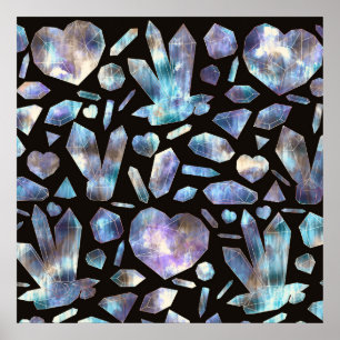 Magical Energy Crystals Rainbow Crystal Rocks Poster