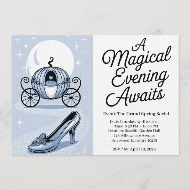 MAGICAL EVENING: Charming Cinderella Illustration  Invitation (Front)