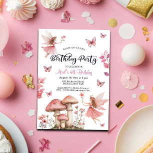 Magical Fairies Wonderland 4th Birthday Invitation