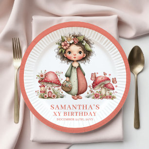 Magical Fairy 4th Birthday Pastel Floral Plates