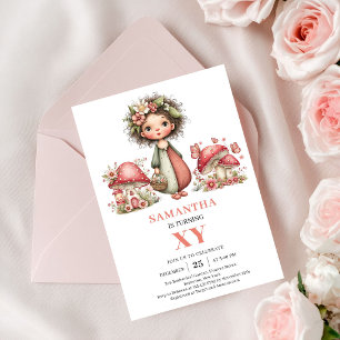 Magical Fairy 4th Birthday Pink Floral Invitation