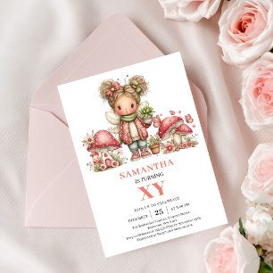 Magical Fairy 5th Birthday Blush Floral Invitation