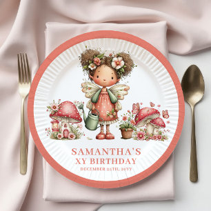 Magical Fairy 5th Birthday Pink Mushroom Plates
