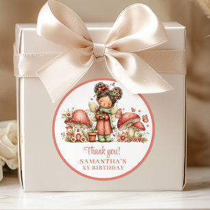 Magical Fairy 6th Birthday Pastel Floral Thank You Classic Round Sticker