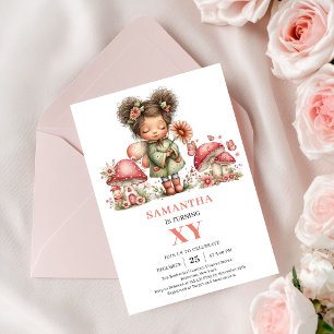 Magical Fairy 7th Birthday Pink Floral Invitation