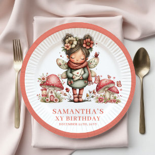 Magical Fairy 7th Birthday Pink Floral Plates