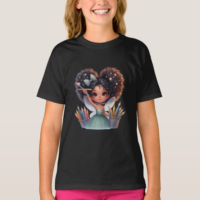Magical Fairy Artist Back to School Girl's T-Shirt (Front)